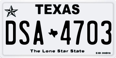 TX license plate DSA4703