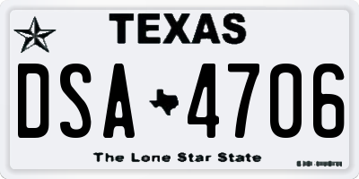TX license plate DSA4706