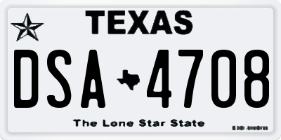 TX license plate DSA4708