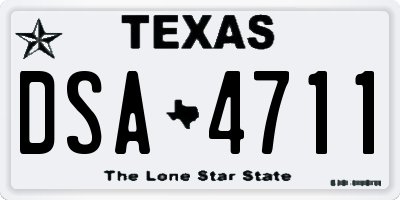 TX license plate DSA4711