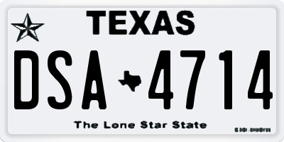 TX license plate DSA4714