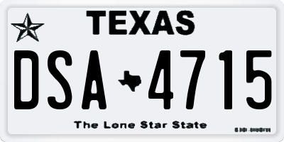 TX license plate DSA4715
