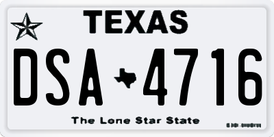 TX license plate DSA4716