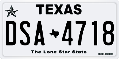 TX license plate DSA4718