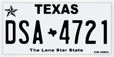 TX license plate DSA4721