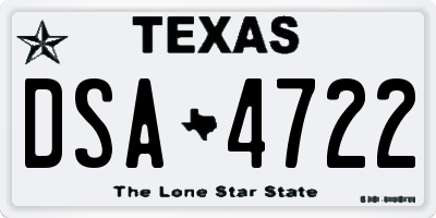 TX license plate DSA4722