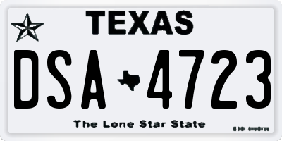 TX license plate DSA4723