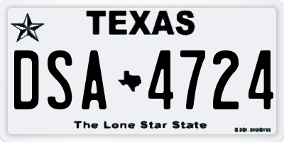 TX license plate DSA4724