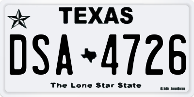 TX license plate DSA4726