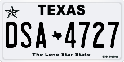 TX license plate DSA4727