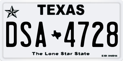 TX license plate DSA4728