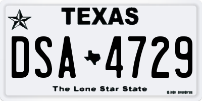 TX license plate DSA4729