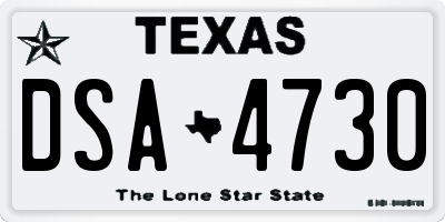 TX license plate DSA4730