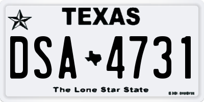 TX license plate DSA4731