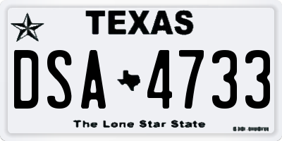 TX license plate DSA4733