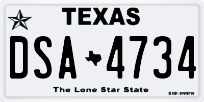 TX license plate DSA4734