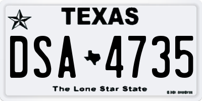 TX license plate DSA4735