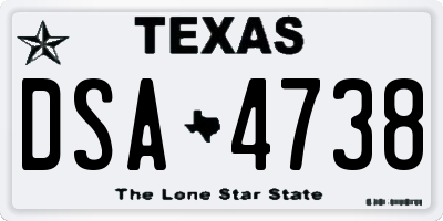 TX license plate DSA4738