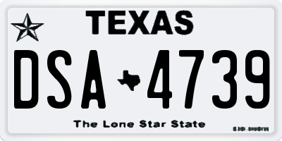 TX license plate DSA4739