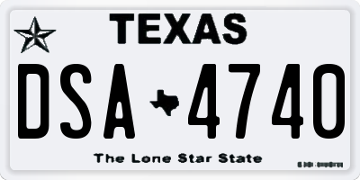 TX license plate DSA4740
