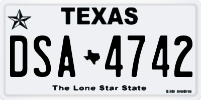 TX license plate DSA4742