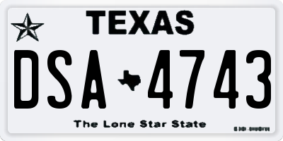 TX license plate DSA4743