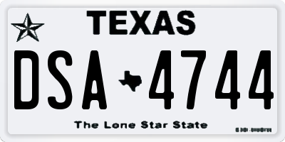 TX license plate DSA4744