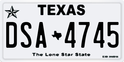 TX license plate DSA4745