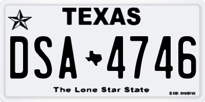 TX license plate DSA4746