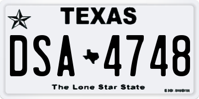 TX license plate DSA4748