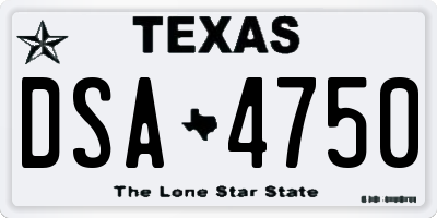TX license plate DSA4750
