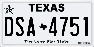 TX license plate DSA4751