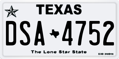 TX license plate DSA4752
