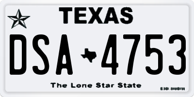 TX license plate DSA4753