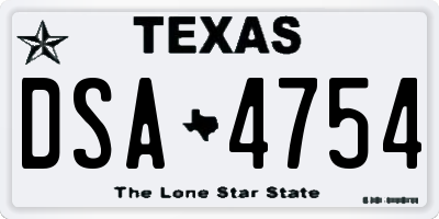 TX license plate DSA4754