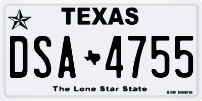 TX license plate DSA4755