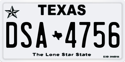 TX license plate DSA4756