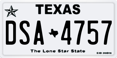 TX license plate DSA4757