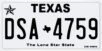 TX license plate DSA4759