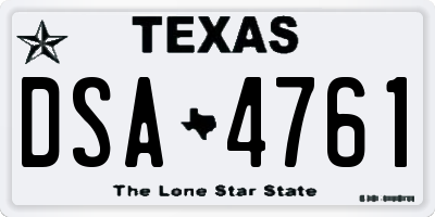 TX license plate DSA4761