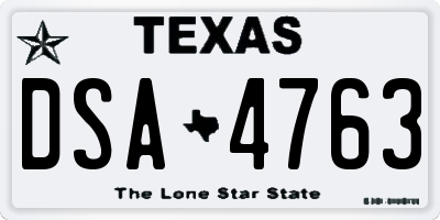 TX license plate DSA4763
