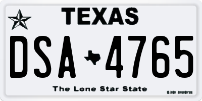 TX license plate DSA4765