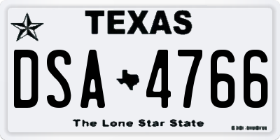 TX license plate DSA4766