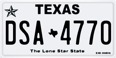 TX license plate DSA4770