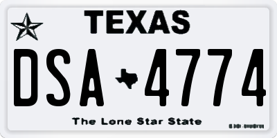 TX license plate DSA4774
