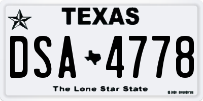 TX license plate DSA4778
