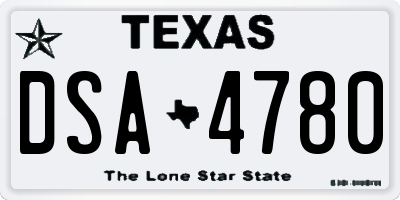 TX license plate DSA4780