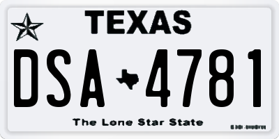 TX license plate DSA4781