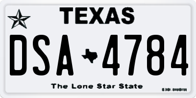 TX license plate DSA4784