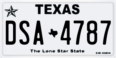 TX license plate DSA4787